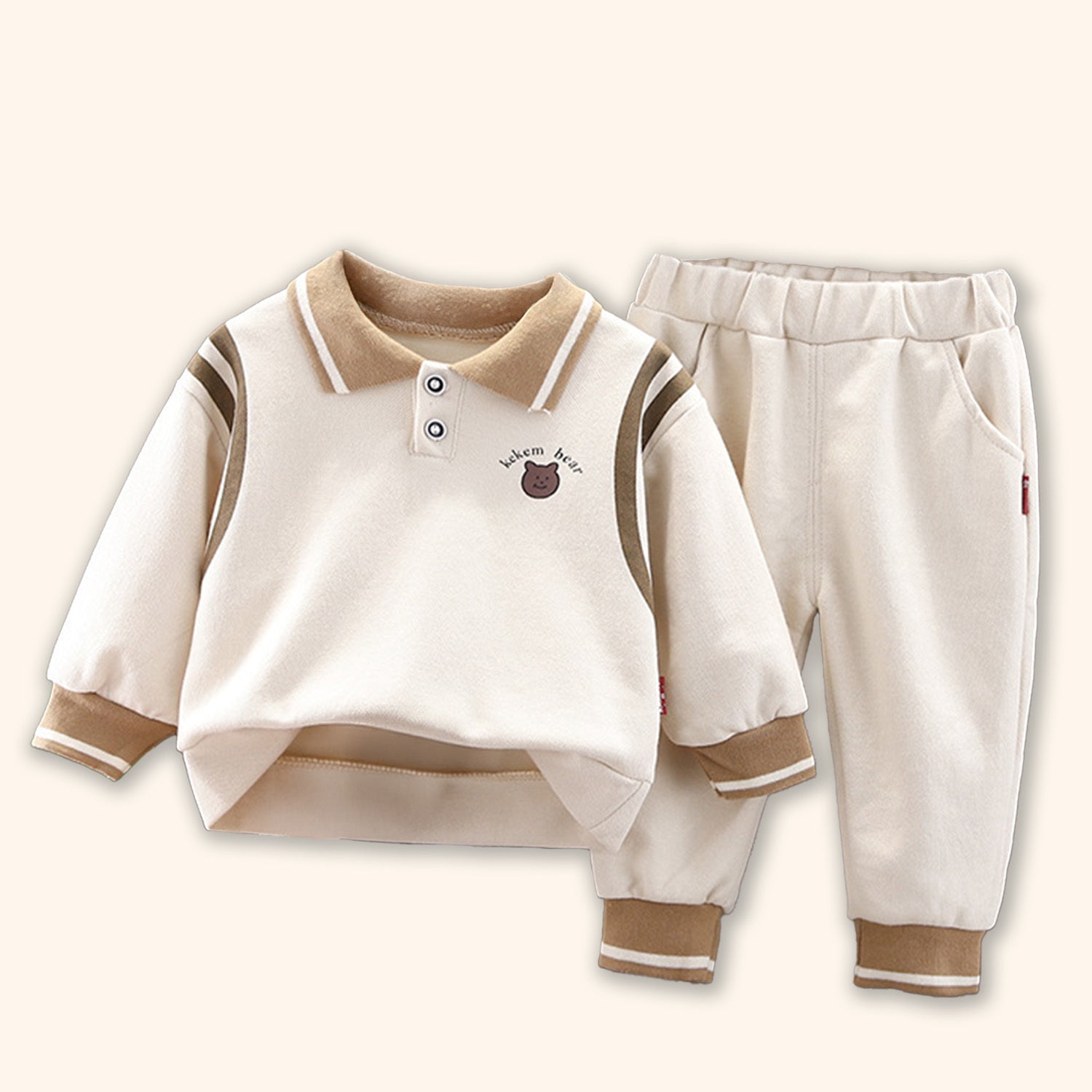 BOY'S BEIGE SWEATSHIRT PANT SET